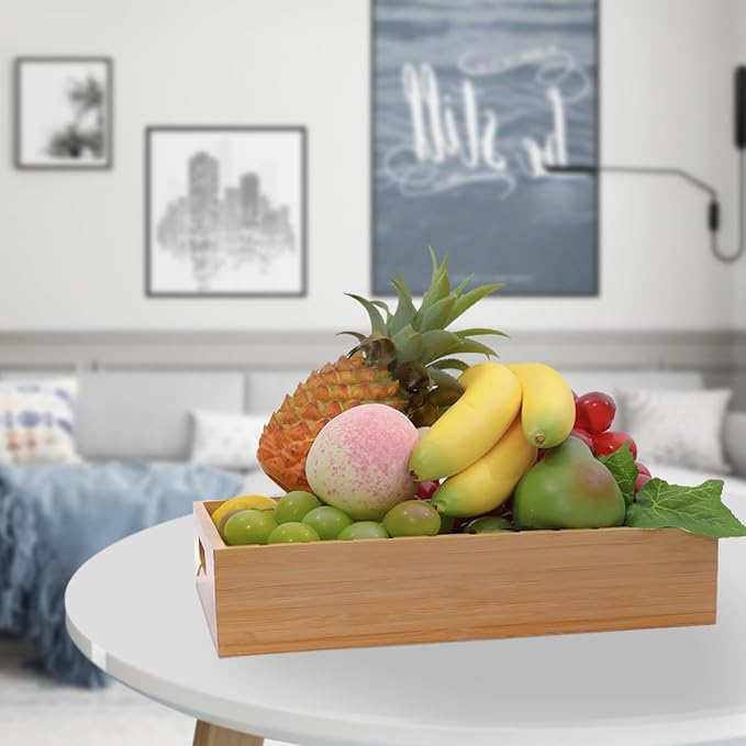 2 Pack Bamboo Lid Holder Food Container, Kitchen Organizer with 5 Adjustable Dividers, Cabinet Organizer for Food, Kitchen Gadget, Container Lids-HomvellaHome