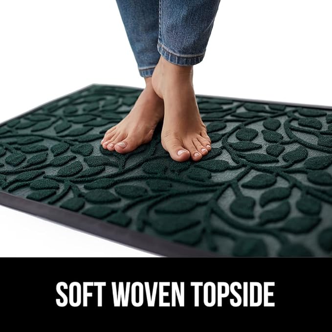 GORILLA GRIP 100% Waterproof All-Season WeatherMax Doormat, 72x24, US Designed Natural Rubber, Stain and Fade Resistant, Low Profile Indoor Outdoor Door Mats, Easy Clean Patio Mat, Moss Vine Leaves-HomvellaHome