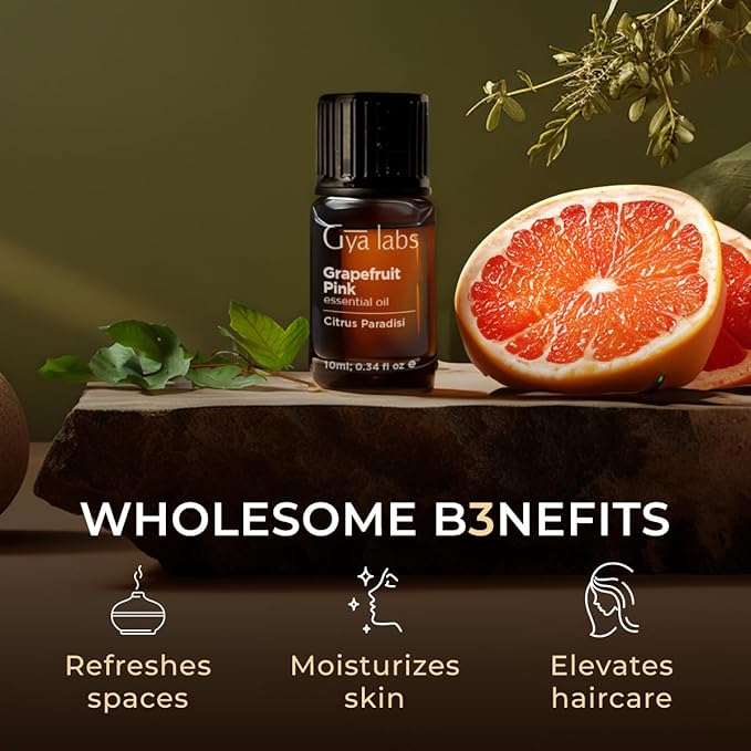 Gya Labs Grapefruit Essential Oil for Skin & Diffuser - 0.34 Fl Oz - 100% Pure Natural Grapefruit Oil for Hair, Aromatherapy DIY & Candle Making Scent-HomvellaHome