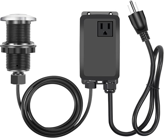 Garbage Disposal Air Switch Kit, Garbage Disposal Button, Sink Top Waste Disposer On/Off Switch, UL Listed Air Switch Compatible with All Garbage Disposals (Brushed Stainless Steel）-HomvellaHome