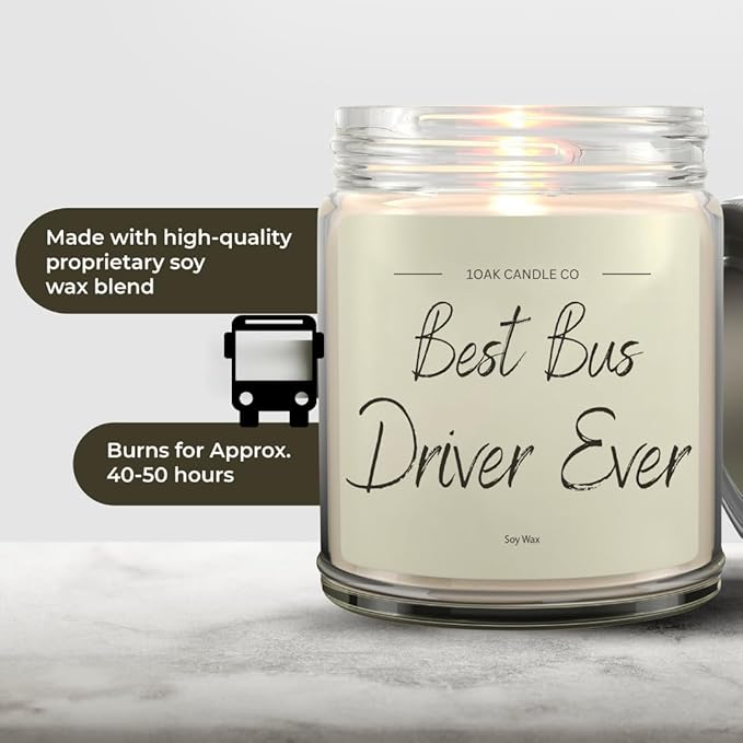 1OAK Vanilla Candle - Thank You Bus Driver Gifts for Women, Men - Bus Driver Appreciation & Retirement Gifts-HomvellaHome