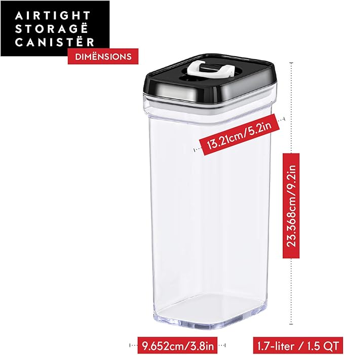 DWËLLZA KITCHEN Airtight Food Storage Containers with Lids – 4 Piece Set Air Tight Kitchen Storage Containers Clear Pantry Organization and Storage Set BPA-Free - Keeps your Food Fresh & Dry-HomvellaHome