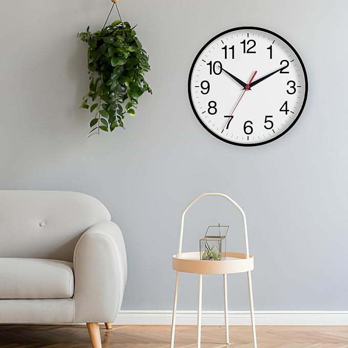 16 Inch Wall Clock, Large Wall Clocks Battery Operated, Big Silent Non-Ticking Analog Clock Decorative for Living Room, Office, Kitchen, Outdoor,Classroom, Bedroom, Bathroom, School(Black)-HomvellaHome