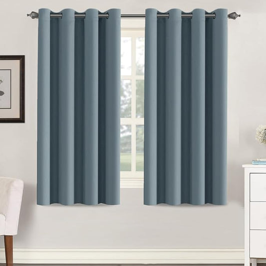 H.VERSAILTEX Soft and Smooth Blackout Window Curtain Panel,8 Grommets Drapes (Set of 2 Panels,52 by 63 - Inch,Stone Blue)-HomvellaHome
