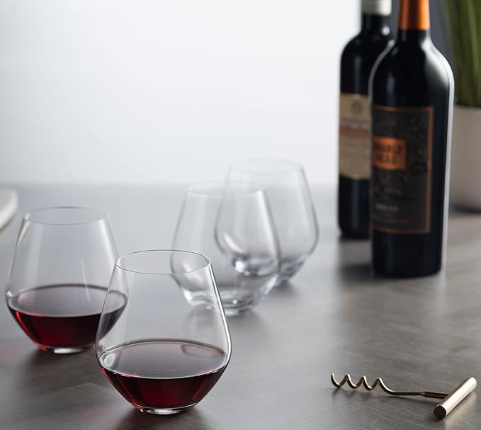 Godinger Wine Glasses, Stemless Wine Glasses, Red Wine Glasses, Wine Drinking Glasses, Stemless Wine Glass - 17oz, Set of 4 - Made in Europe-HomvellaHome