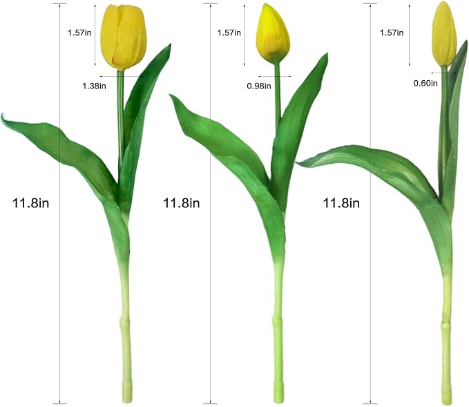 15pcs Artificial Tulips Flowers, Fake Tulips Real Touch, Faux Latex Bouquets, for Party Wedding Home Room Decoration (Yellow)-HomvellaHome