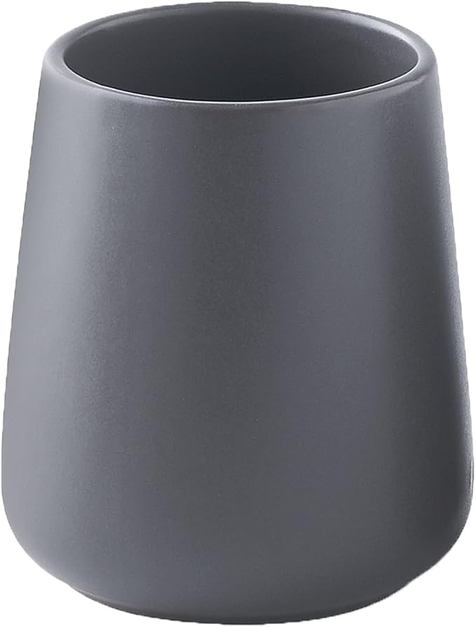 Grey Toothbrush Holder for Bathroom - Ceramic Tooth Brushing Holders, Toothpaste Holder, Reusable Toothbrush Mouthwash Cup, Space-Saving Design for Bathroom Countertop-HomvellaHome