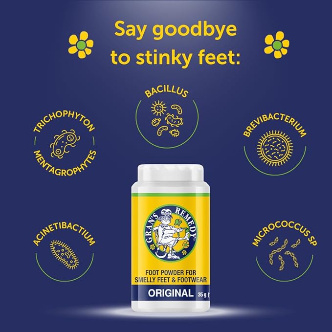 Gran's Remedy Shoe Deodorizer and Foot Powder for Smelly Feet - Effective Shoe Odor Eliminator in Travel Size - Absorbs Sweat and Moisture for Shoes and Feet - Unscented-HomvellaHome
