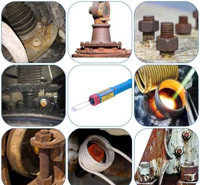 Generic Magnetic Induction Heater, Flameless Bolt Removal Tool, Handhled Induction Heater Kit with 8 Coils & 2 Copper Wires, 1100W Rusty Bolt Removing Tool (Upgraded Rotary Type), Blue-HomvellaHome