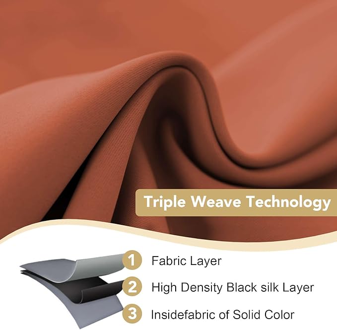 H.VERSAILTEX Ultra Soft Blackout Curtains for Bedroom Living Room, Extra Long Room Darkening Drapes Thermal Insulated Grommet Top Blackout Draperies for Patio Door (52 by 108 Inch, Orange, Set of 2)-HomvellaHome