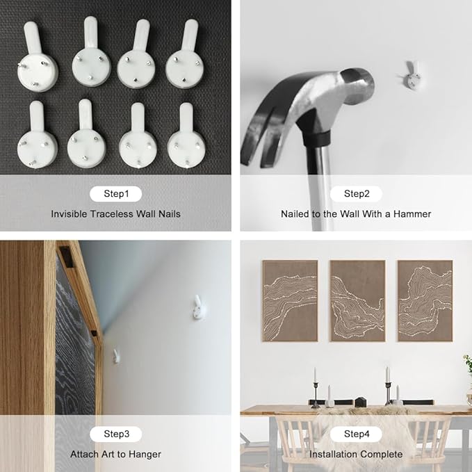 Geometric White Tan Wave Framed Canvas Wall Art Set, Abstract Line Art Painting, Modern Minimalism Wall Decor, Neutral Art Print for Living Room, Bedroom, Dining Room, Office - 16"x24"x3-HomvellaHome