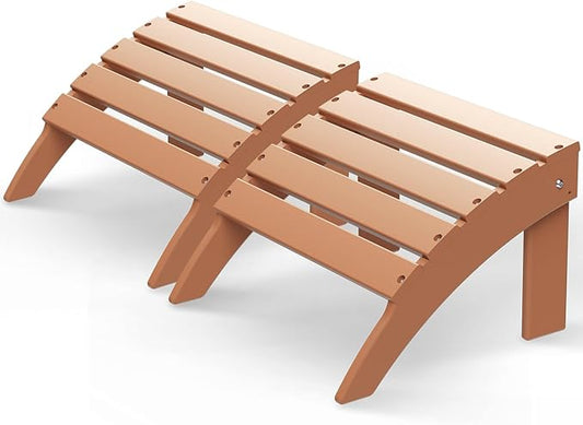 GREENVINES Adirondack-Ottoman | Set of 2 | HDPE Plastic | Outdoor Footrest | All Weather | Foot Rest | Foot Stool | Teak | for Adirondack Chair | for Patio Backyard Pool-HomvellaHome