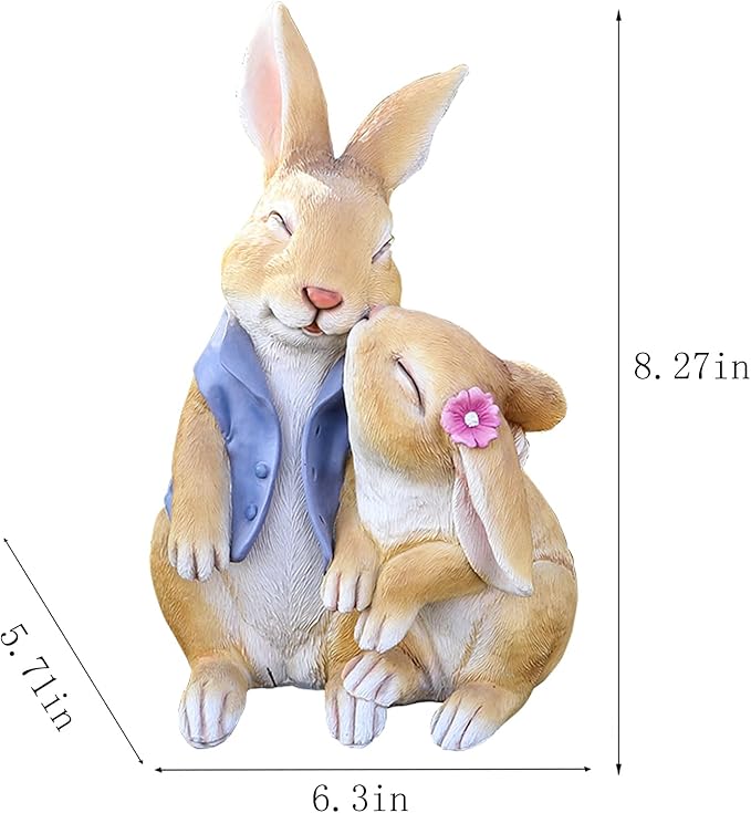 Garden Rabbit Statue Outdoor Decor Resin Funny Bunny Figurines for Outdoor Patio Lawn Yard Art Decoration Christmas Housewarming Gift-HomvellaHome