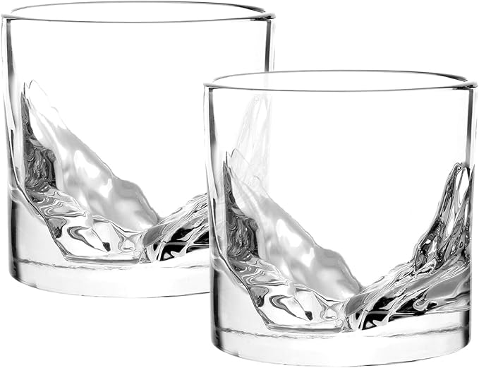 Grand Canyon Heavy Crystal Whiskey Glasses Gift Set of 2, Thick Freezable Bourbon Glass 1lb Each, Premium Whiskey Gifts for Men, Frozen Crystal Chills Cocktails, 10 oz-HomvellaHome