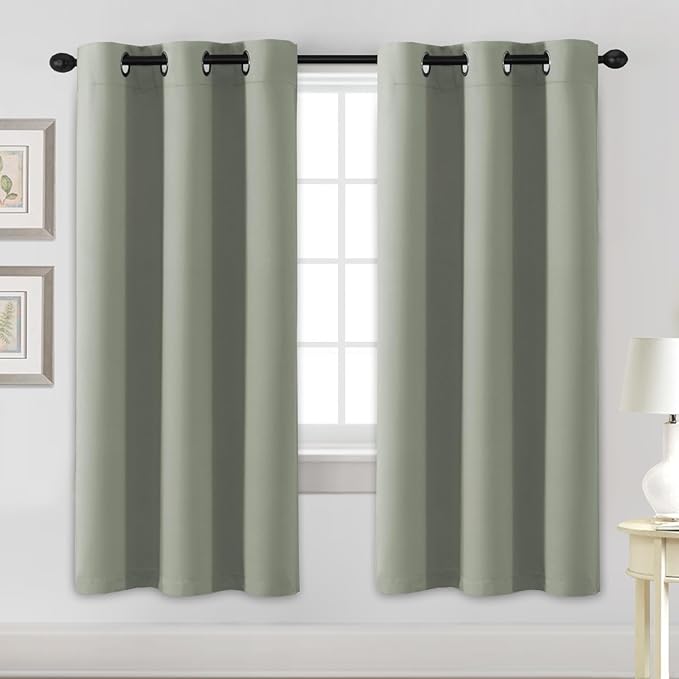 H.VERSAILTEX Blackout Curtains for Bedroom Thermal Insulated Room Darkening Living Room Curtains 72 Inch Long Grommet Privacy Protection Window Curtain Panels/Drapes for Nursery,2 Panels,Light Sage-HomvellaHome