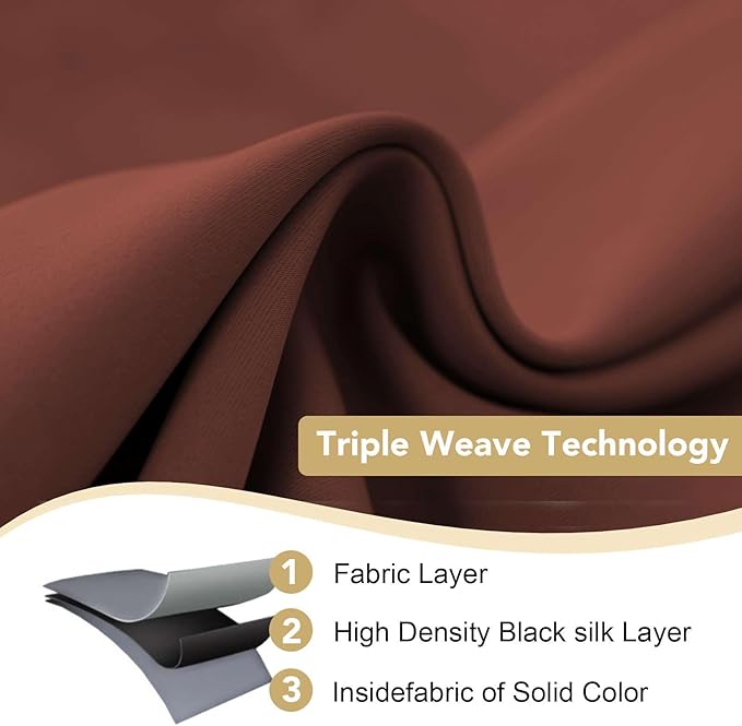 H.VERSAILTEX Blackout Curtains 84 inches Long for Living Room Thermal Insulated Room Darkening Window Treatment Panels Drapes Light Reducing Curtains for Bedroom, 2 Panels, 52" W x 84" L, Rust-HomvellaHome