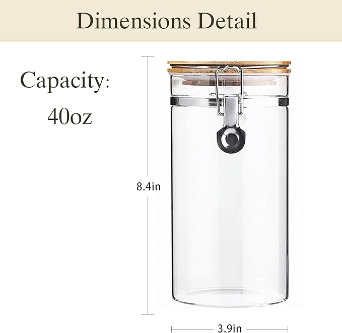 Glass Storage Jars Set Elegant Containers with Airtight Bamboo Lids, Perfect for Kitchen Organization - Flour, Rice, Pasta, Sugar, Coffee Beans, Accessories Included (Coffee Jar x 2)-HomvellaHome
