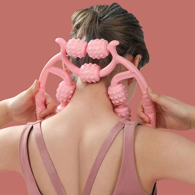 10 Roller Circular Leg Massager with Bonus Massage Stick – Manual Back & Leg Rollers, Relajador de Piernas Set, Circular Leg Clamp Roller for Neck, Arms & Legs (Pink)-HomvellaHome