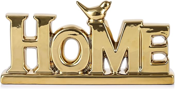 Gold Love Sign Statue - Personalized Home Decor, Bird Sculpture for Living Room, Bedroom, Desktop & Cabinets-HomvellaHome