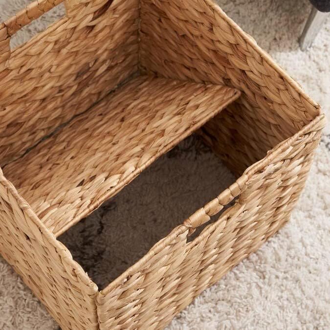 10.5 x 10.5in Wicker Storage Baskets for Shelves, Water Hyacinth Storage Baskets, Woven Baskets for Storage, Wicker Storage Basket for Bedroom, Living Room (6 Packs 10.5x10.5in)-HomvellaHome