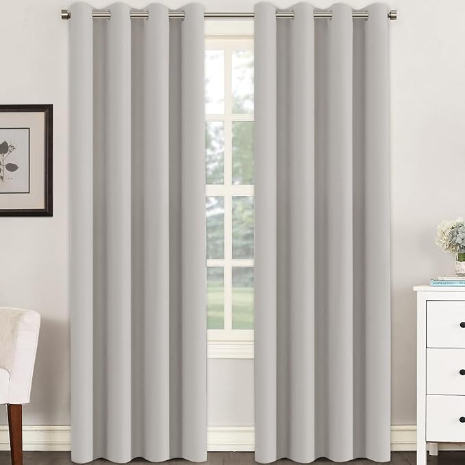 H.VERSAILTEX Premium Blackout Thermal Insulated Room Darkening Curtains for Bedroom/Living Room - Classic Grommet Top (2 Panels, Stone, 52 Inch by 96 Inch)-HomvellaHome