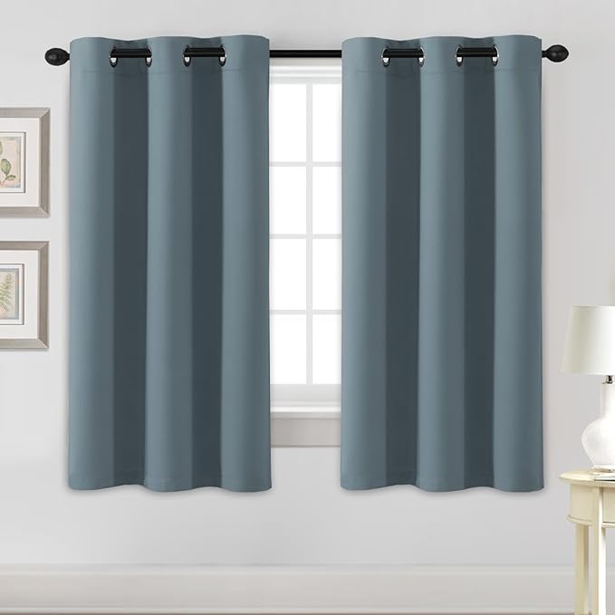H.VERSAILTEX Blackout Curtains for Bedroom Thermal Insulated Room Darkening Living Room Curtains 63 Inch Long Grommet Privacy Protection Window Curtain Panels/Drapes for Nursery, 2 Panels,Stone Blue-HomvellaHome