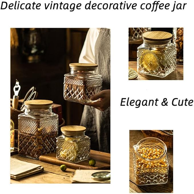 Glass Storage Jar, 38 FL OZ Glass Food Storage Canisters with Bamboo Lid, Kitchen Containers Decorative Jar Airtight Glass Jars For Cereal Nuts Snack Candy Cookies Coffee Tea-HomvellaHome