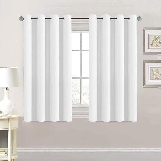 H.VERSAILTEX Thermal Insulated Room Darkening White Curtains for Bedroom/Living Room - Classic Grommet Top (2 Panels, 52 Inch by 54 Inch)-HomvellaHome