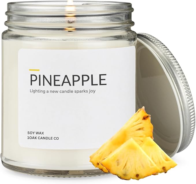 1OAK Soy Wax Scented Candles (Pineapple) - Pineapple Candle - Soy Candles for Home Scented - Tropical Candle - Hand-Poured (7oz.)-HomvellaHome