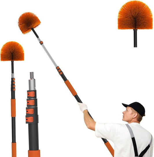 12FT (20FT Reach) Cobweb Duster with Extension Pole, Spider Web Brush for Cleaning Extendable, Professional Ceiling and Corner Dusters for Outdoor Indoor Use-HomvellaHome