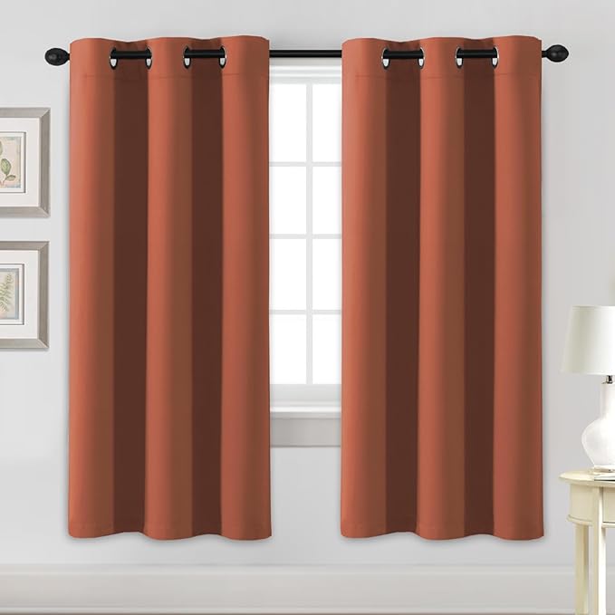 H.VERSAILTEX Blackout Curtains for Bedroom Thermal Insulated Room Darkening Living Room Curtains 72 Inch Long Grommet Privacy Protection Window Curtain Panels/Drapes for Nursery,2 Panels,Orange-HomvellaHome