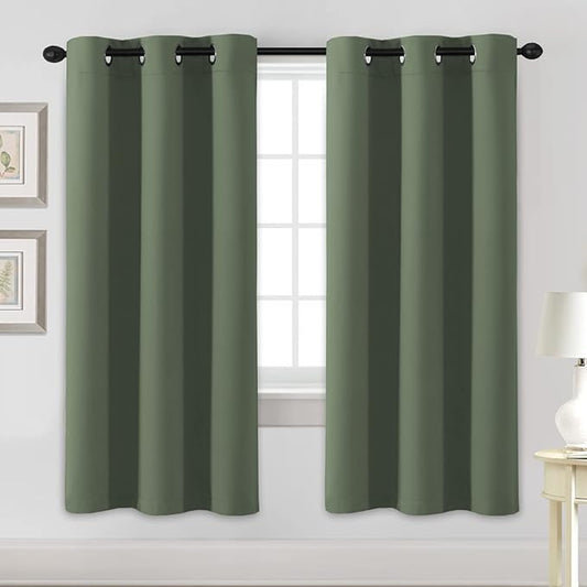 H.VERSAILTEX Blackout Curtains for Bedroom Thermal Insulated Room Darkening Living Room Curtains 72 Inch Long Grommet Privacy Protection Window Curtain Panels for Nursery, 2 Panels, Bronze Green-HomvellaHome