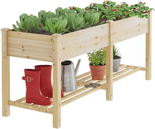 GHWIE Raised Garden Bed with Legs Elevated Wood Planter Box for Planting Vegetables Flowers Garden Patio Balcony Garden beds Outdoor with Liner-HomvellaHome
