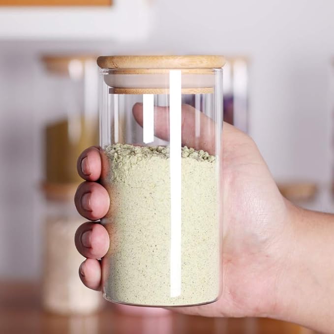 12 Pcs Glass Spice Jars - 8.5oz Empty Small Glass Bottles with Bamboo Airtight Lids and Labels - Thicken Seasoning Spice Containers for Kitchen Organization and Storage…-HomvellaHome
