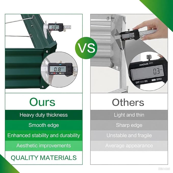 GARDMAX 8x4x1FT Galvanized Raised Garden Bed Kit, Metal Planter Boxes Outdoor with Easy Assembly, Large Garden Bed for Vegetables, Fruits, Flower, Herbs Rectangle Dark Green-HomvellaHome