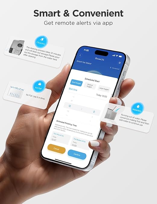 GoveeLife Smart Countertop Ice Makers, Portable Ice Maker Machine with Self-Cleaning, 6 Mins 9 Bullet Ice, 26lbs/24Hrs, Voice Remote for Home Kitchen Party Camping, with Ice Scoop Stainless Silver-HomvellaHome