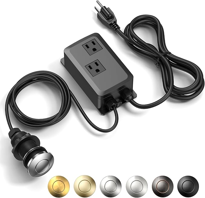 Garbage Disposal Air Switch Kit -Professional- Dual Outlet, Sink Top Waste Disposer On/Off, Garbage Disposal Button, UL Listed-HomvellaHome