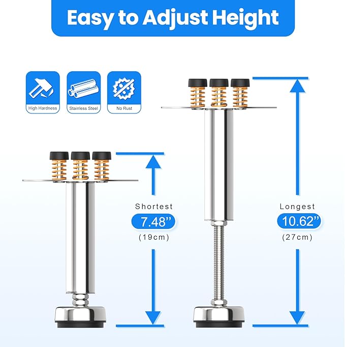 Garbage Disposal Support, Adjustable Spring Shock Absorber Bracket (7.48-10.62 inch (19-27cm)), Holds Up tp 440lbs, Stainless Steel Noise Reduction Installation Kit-HomvellaHome
