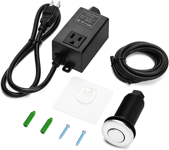 Garbage Disposal Air Switch Kit for SinkTop Waste Disposal with Stainless Steel Polished Long Air Button by briidea-HomvellaHome