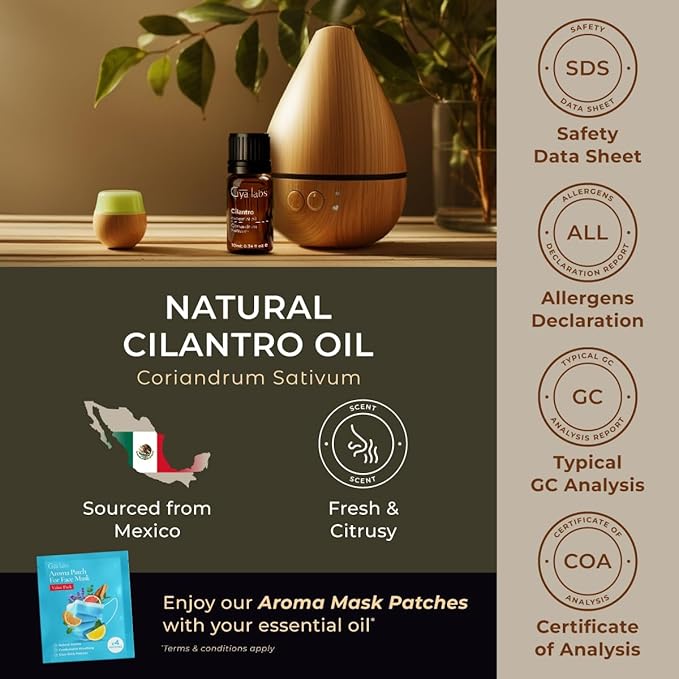 Gya Labs Cilantro Essential Oil for Diffusers - 0.34 Fl Oz - 100% Natural Cilantro Oil for for Skin, Massage, Aromatherapy & Candle Making Scent-HomvellaHome