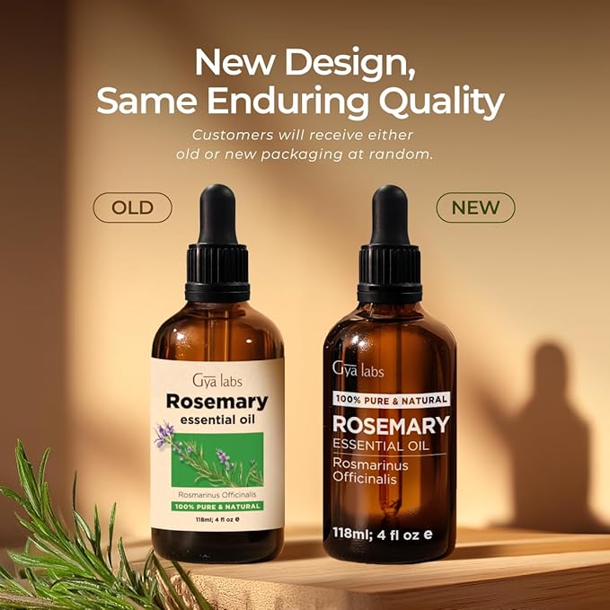 Gya Labs Rosemary Essential Oil for Hair - Huge 4 Fl Oz - 100% Pure Natural Rosemary Oil for Scalp, Diffuser, Skin, Aromatherapy & Candle Making Scent-HomvellaHome