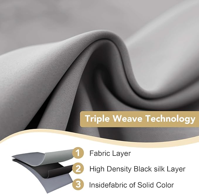 H.VERSAILTEX Insulated Thermal Blackout 72-Inch Long Grey Curtain Panels Pair - Nickel Grommet Window Drapes for Bedroom/Living Room (Dove Gray,Set of 2)-HomvellaHome