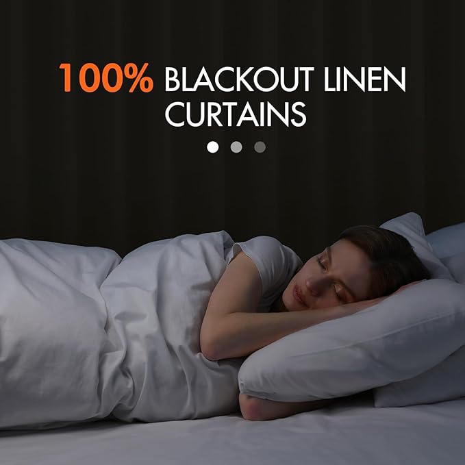 MIULEE 100% Blackout Curtains 120 Inch Long 2 Panels Set for Bedroom, Thick Luxury Faux Linen Black Out Curtain Room Darkening Back Tab Pleat Window Textured Drapes with Hooks for Living Room, Beige-HomvellaHome