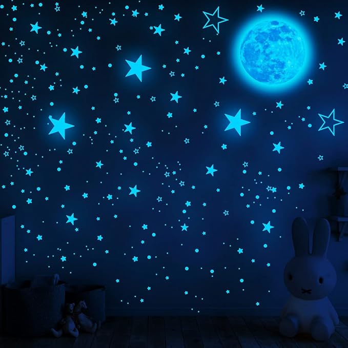 1049Pcs Glow in The Dark Stars and Moon for Ceiling, Wall Bedroom Chirldren's Room Stickers Decals Decor, Boys & Girls' Gifts-HomvellaHome