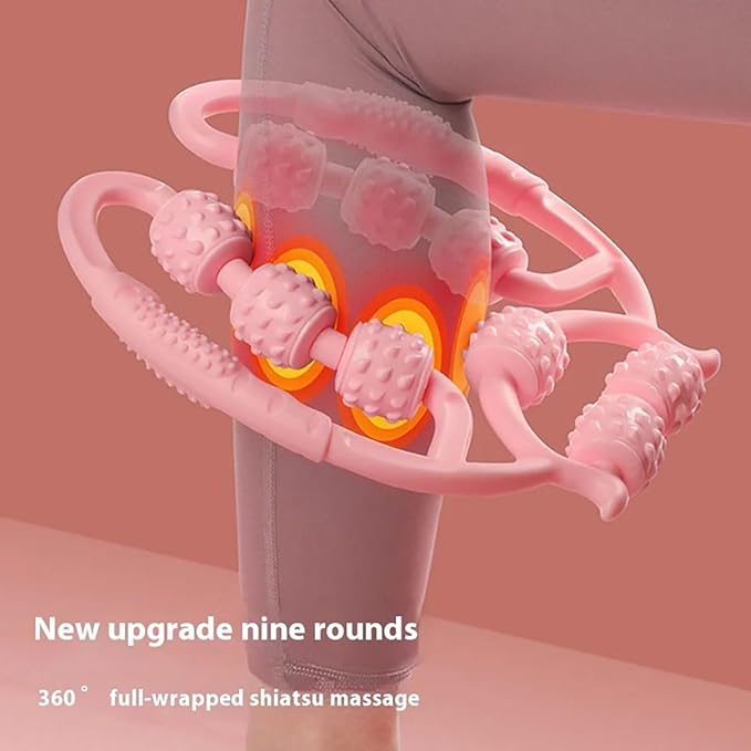 10 Roller Circular Leg Massager with Bonus Massage Stick – Manual Back & Leg Rollers, Relajador de Piernas Set, Circular Leg Clamp Roller for Neck, Arms & Legs (Blue)-HomvellaHome