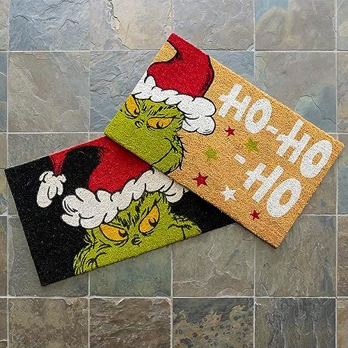 Gertmenian Disney Mickey Mouse Doormat Rug Retro Front Door Coir Mat Welcome Home Indoor Outdoor Entryway Carpet, 2-Pack 20x34, The Grinch Ho Ho Ho/Santa-HomvellaHome