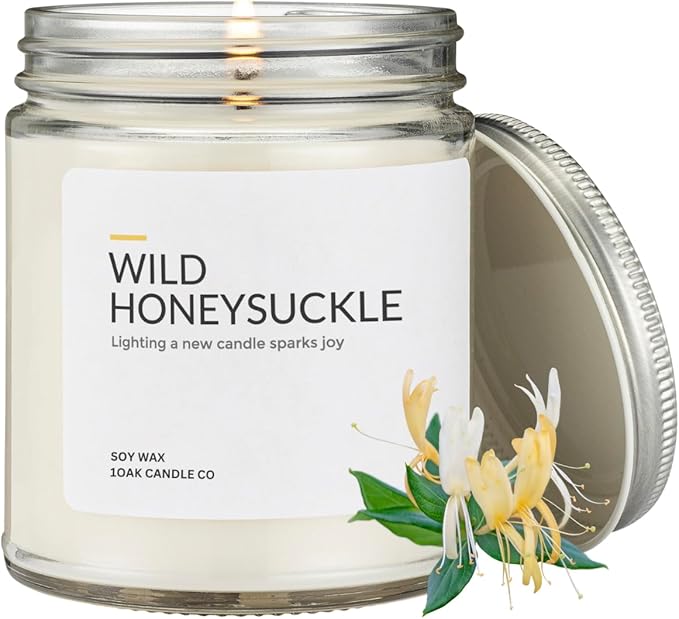 1OAK Soy Wax Scented Candles (Wild Honeysuckle) - Long Burning Premium Hand-Poured (7oz.)-HomvellaHome