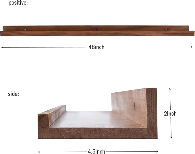 AZSKY 48 Inch Long Floating Shelves Wall Mounted Light Walnut Narrow Photo Picture Ledge Shelves Set of 3 Nursery Book Shelves Photo Frames Display Shelves Kitchen Spice Rack-HomvellaHome