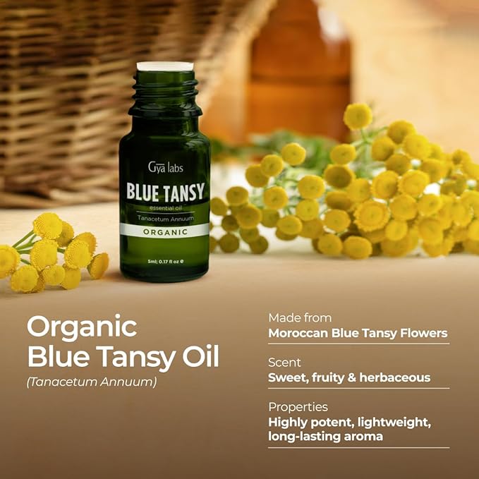 Gya Labs Blue Tansy Essential Oils for Skin - 0.17 Fl Oz - 100% Pure Natural Organic Blue Tansy Oil for Face, Diffuser, Candle Making Scent-HomvellaHome