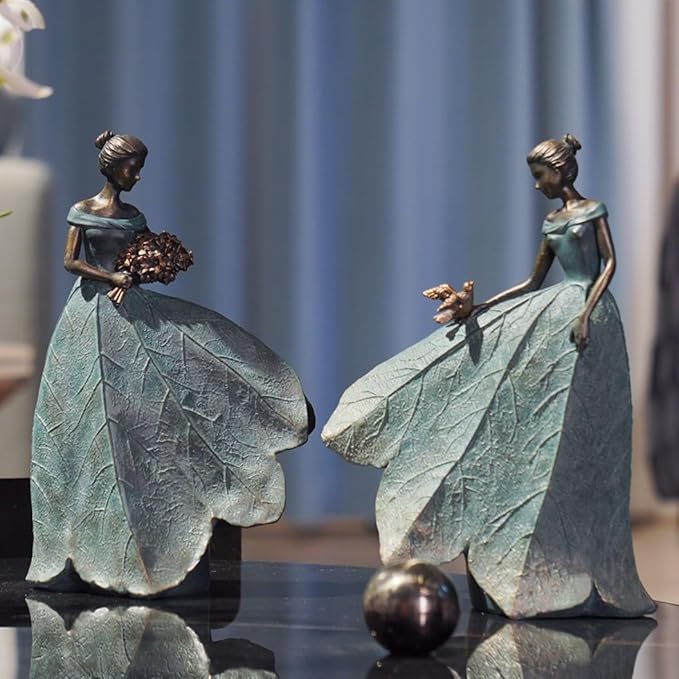 Guichifun Fairy Statue Collection Home Decoration - Leaf Angel Girls Resin Gardening Gifts for Women Statues for Garden Fairy Indoor or Outdoor Yard Figurines 5.5 x 3.25 x 8 Inch-HomvellaHome